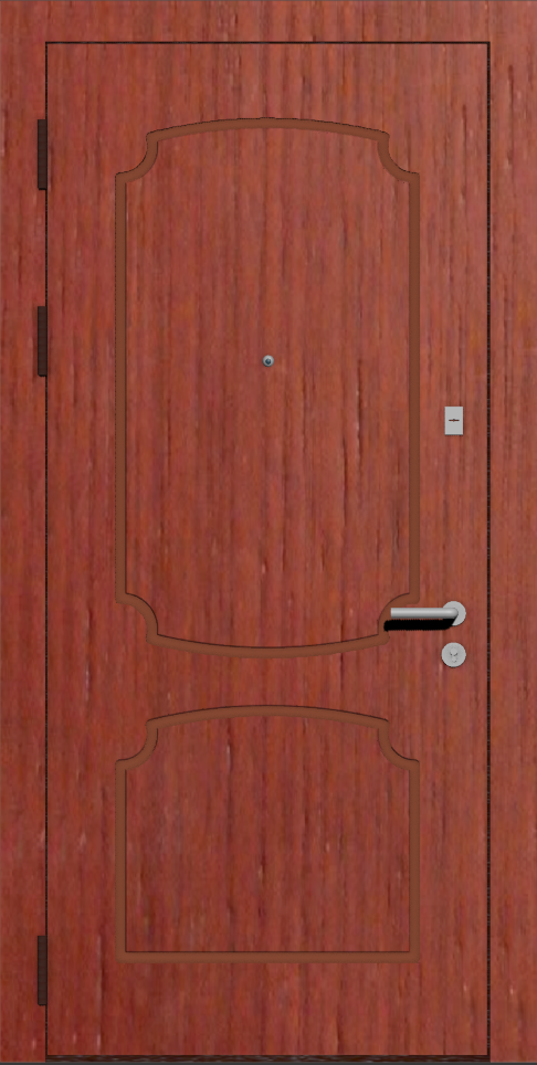 Железная входная дверь МДФ шпон красное дерево